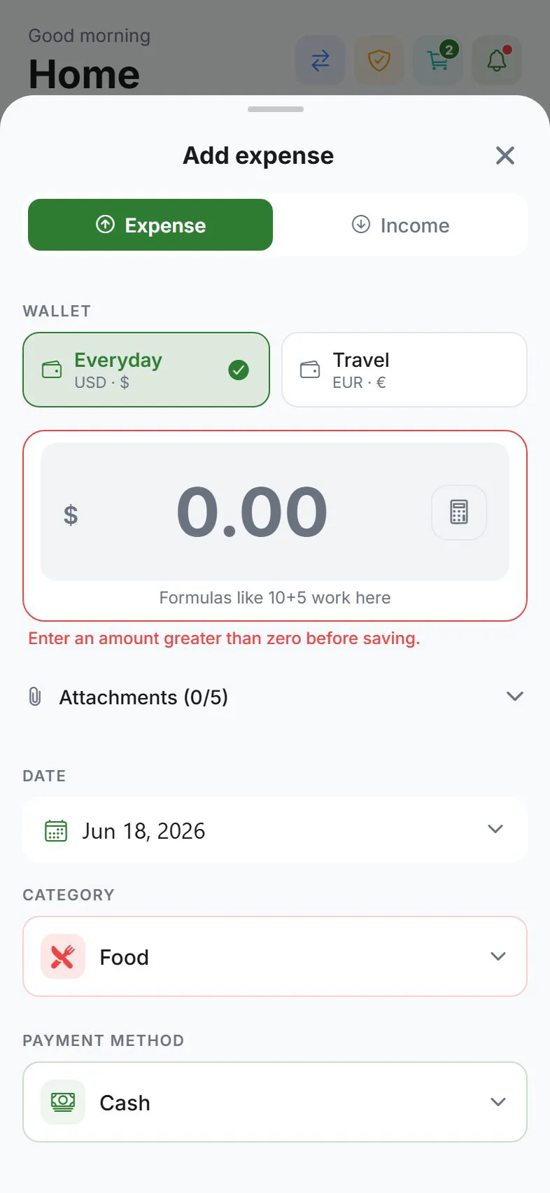 Add expense with split bill