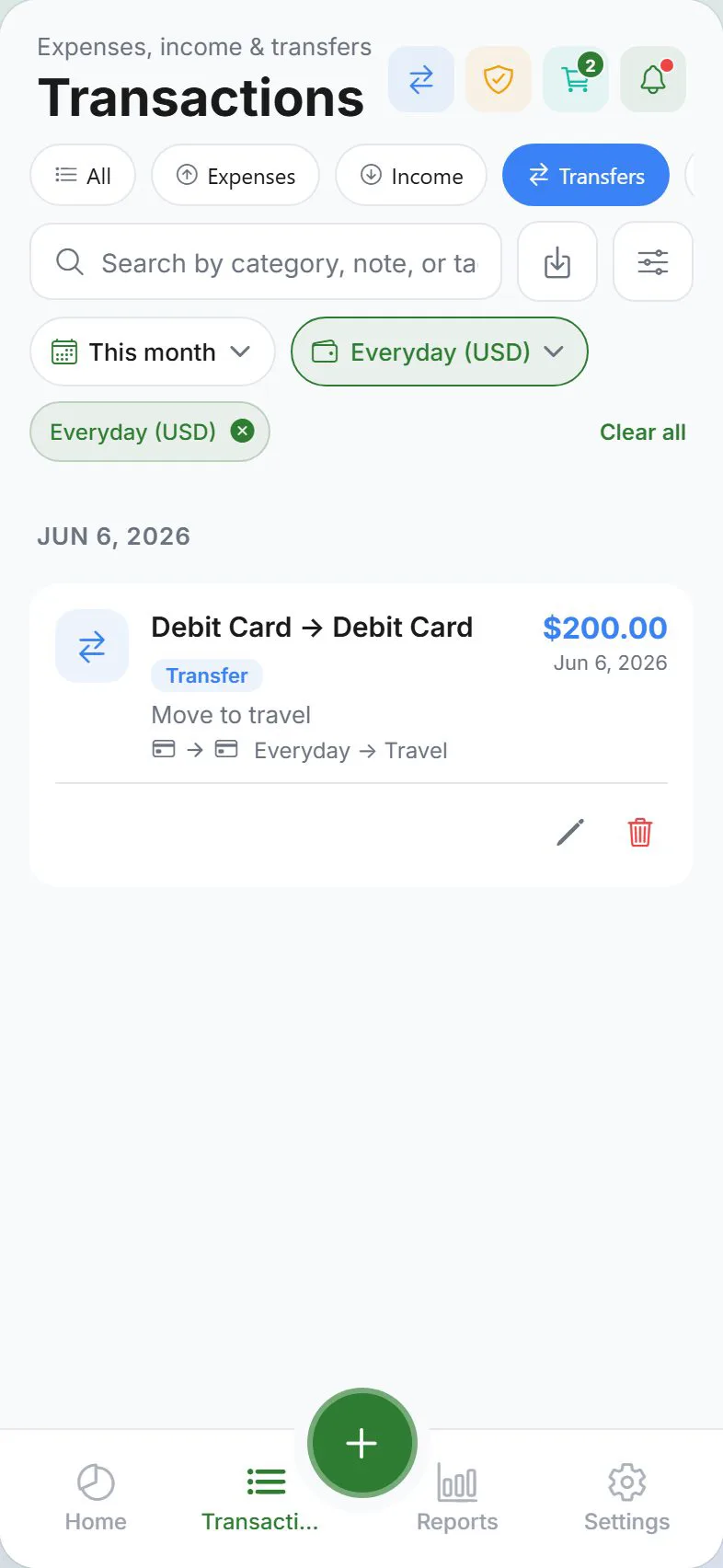 Transactions — Transfers