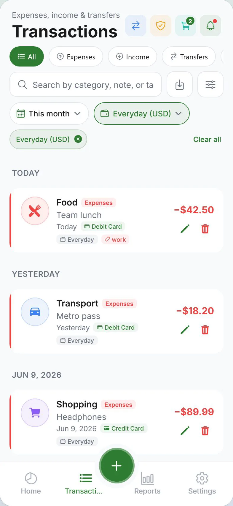 Transactions — All