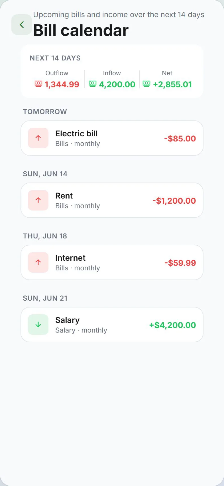 Bill calendar