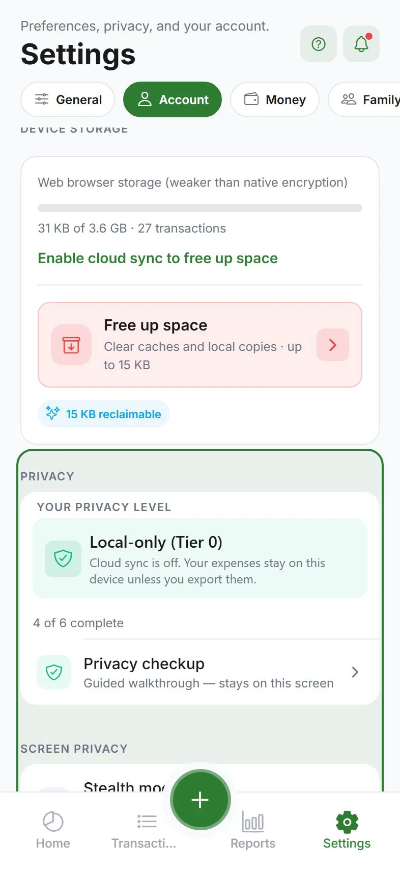 Privacy checkup